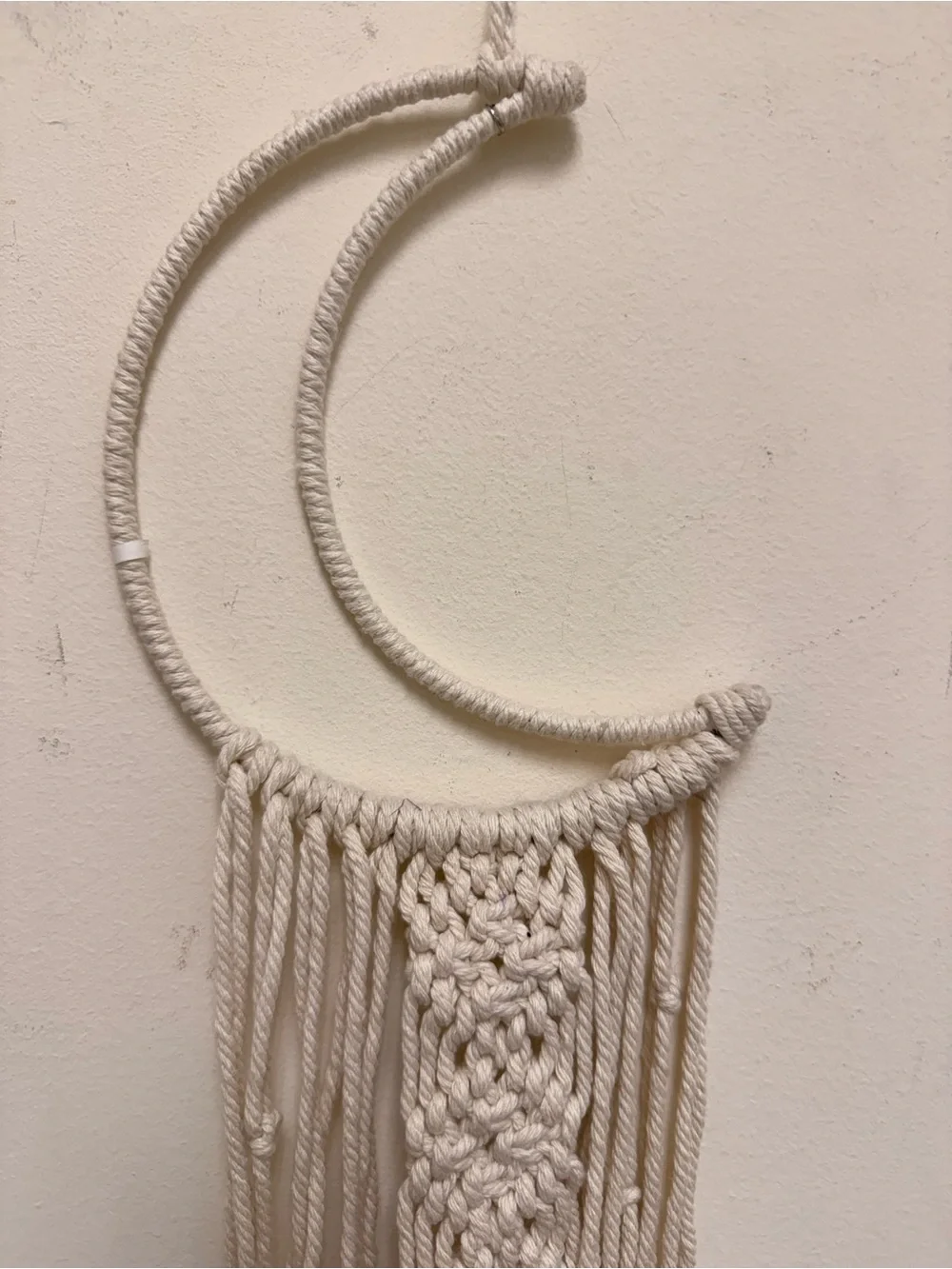 Cream Crescent Moon Macramé Wall Tapestry Boho Wall Art